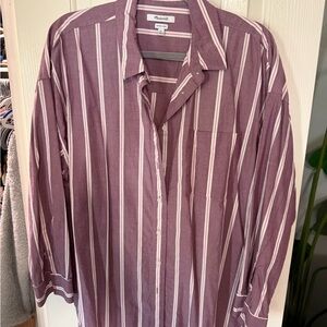 Madewell Oversize Women’s Plum & White Vertical Stripe Button-Down Shirt